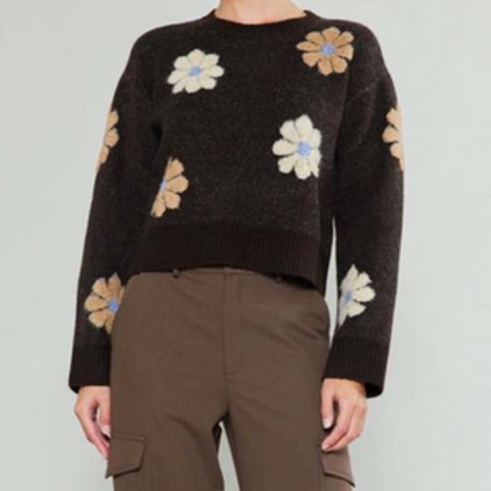 Current Air "Vanna" Flower-Motif Sweater